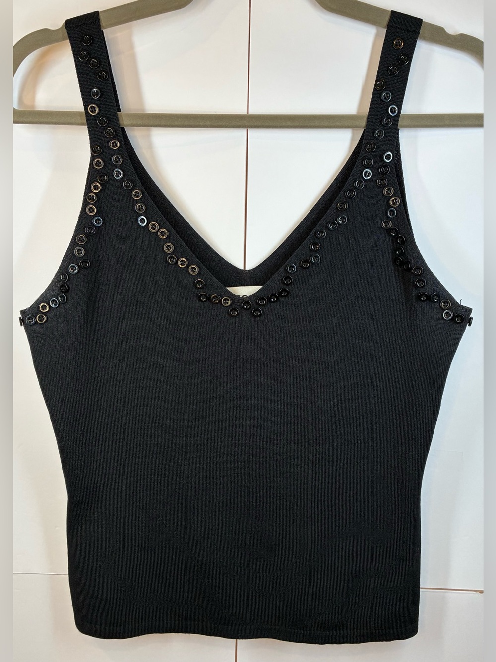 Joseph A. Black Button Embellished Sleeveless Sweater Tank Top Women's Large